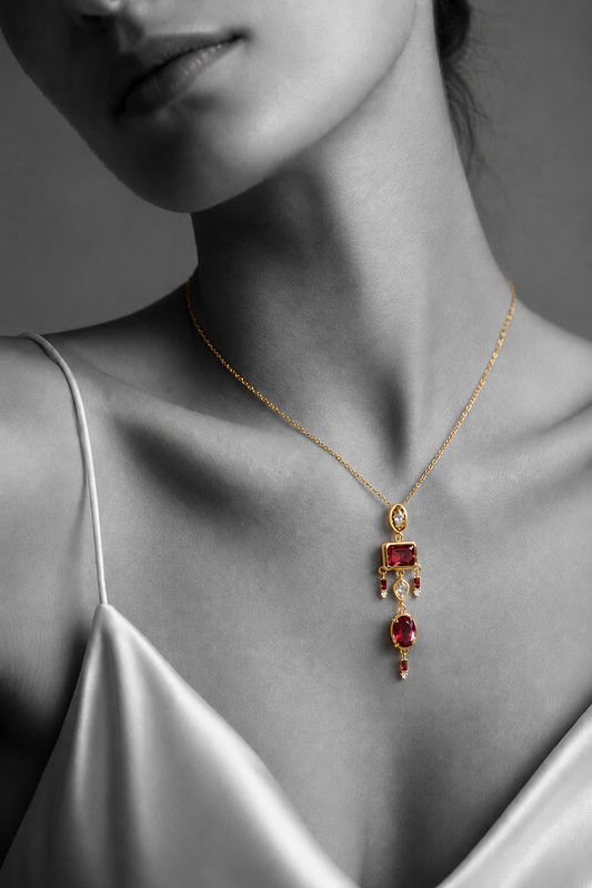Aura Red Geometric Pendant
