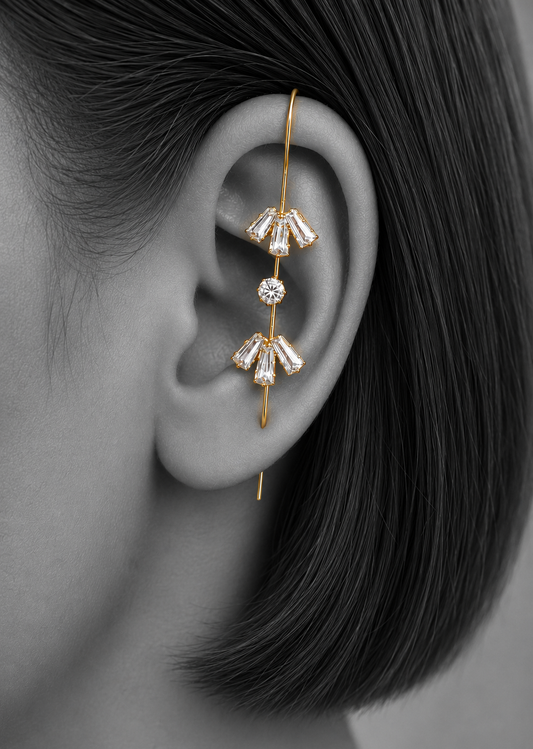 Crystal Gold Ear Cuffs