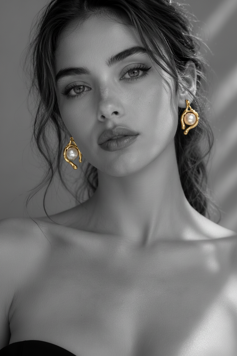 The Liquid Gold Pearl Sculpture Earrings