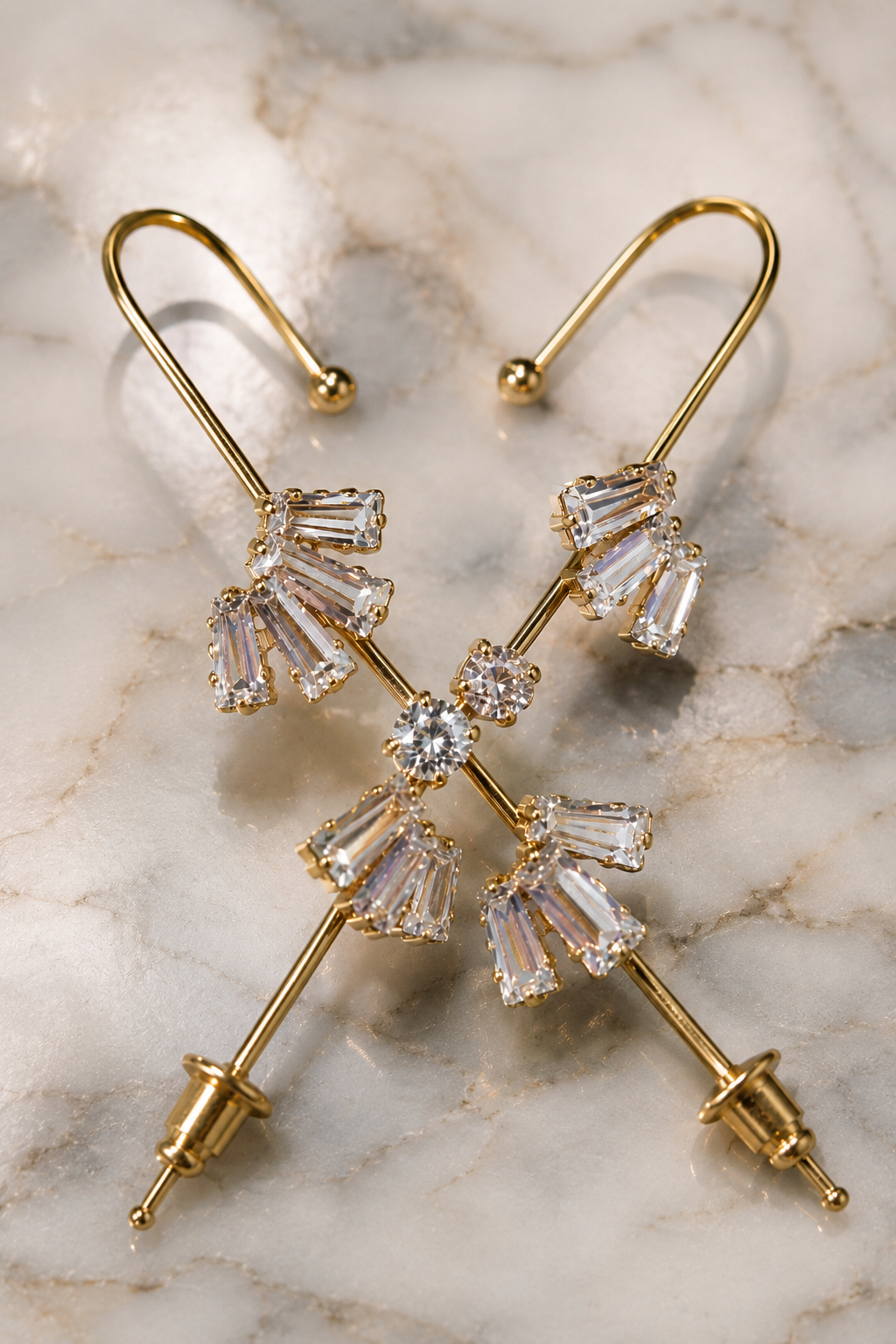 Crystal Gold Ear Cuffs