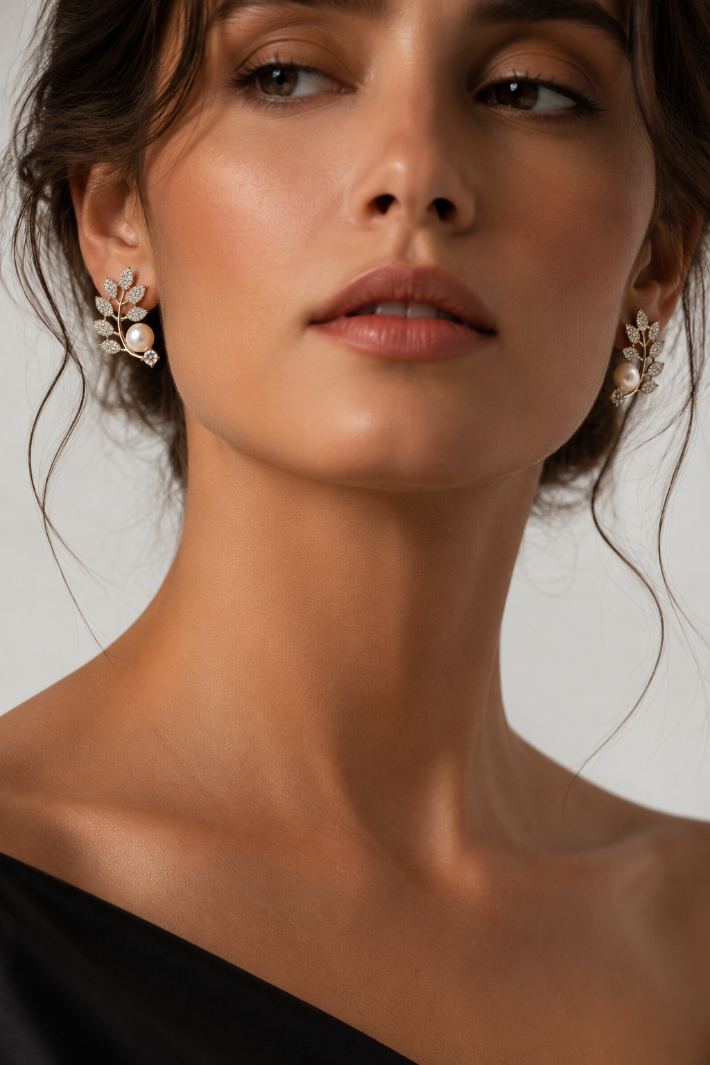 Silver Pearl & Leaf Ear Climbers