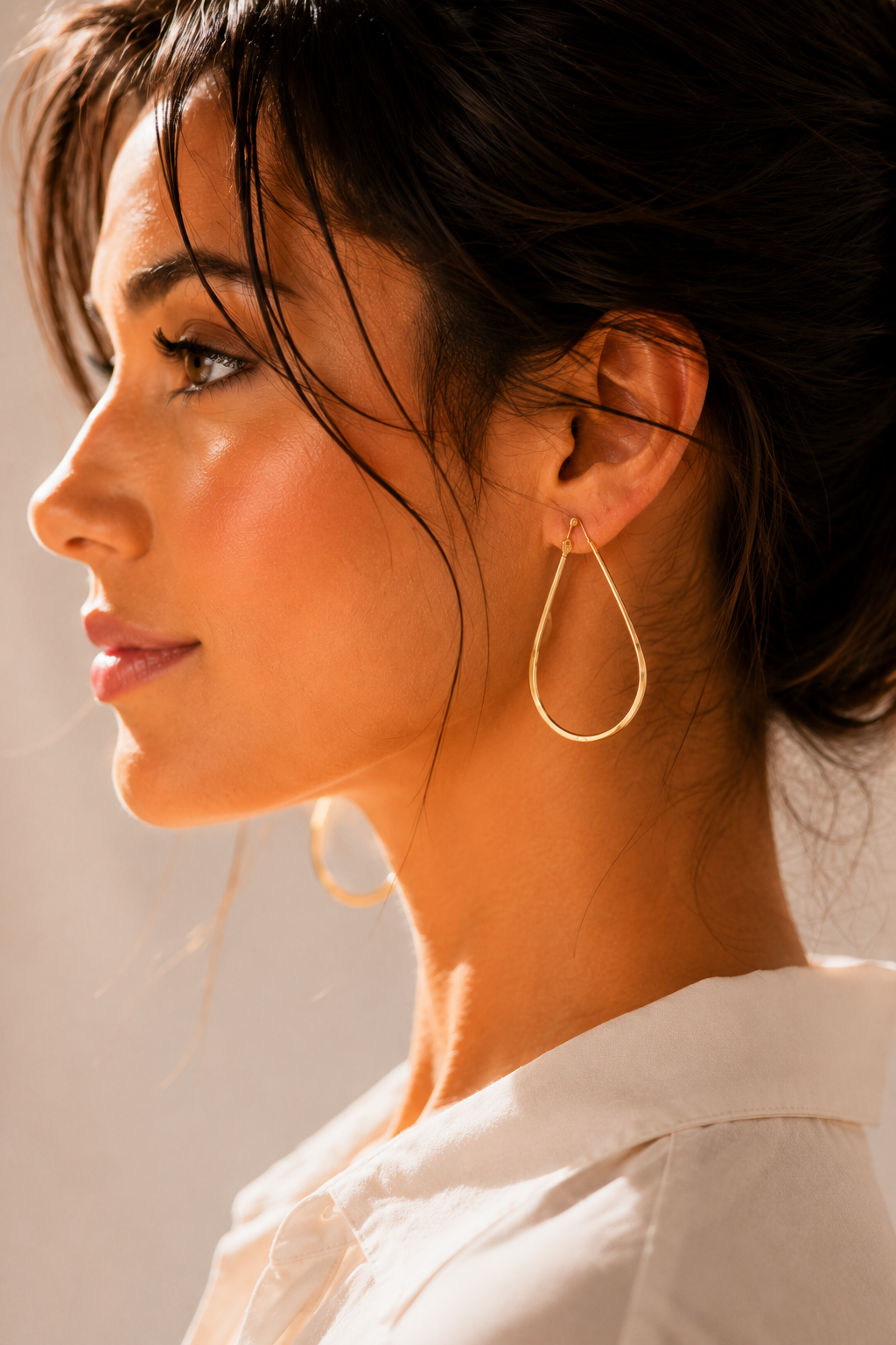 Gold Teardrop Hoop Earrings