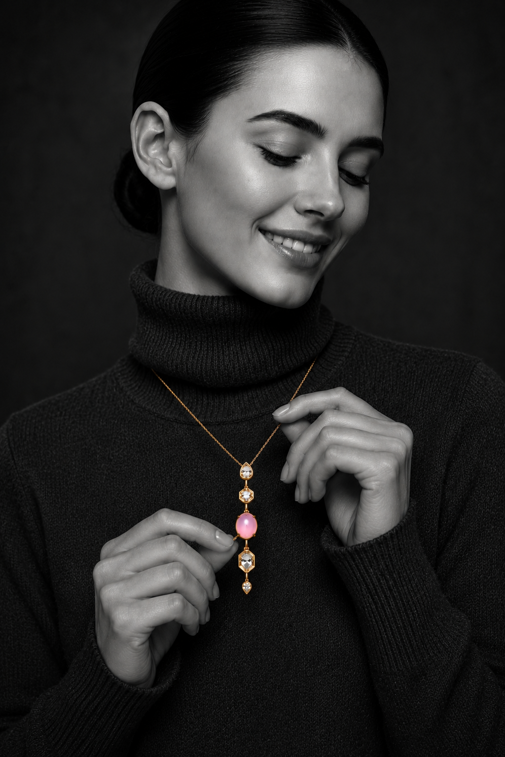 Rose Quartz & Crystal Drop Necklace