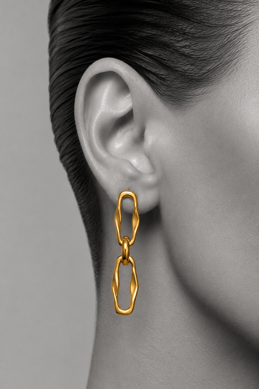 Anti Tarnish Gold Dangle and Stud Combo