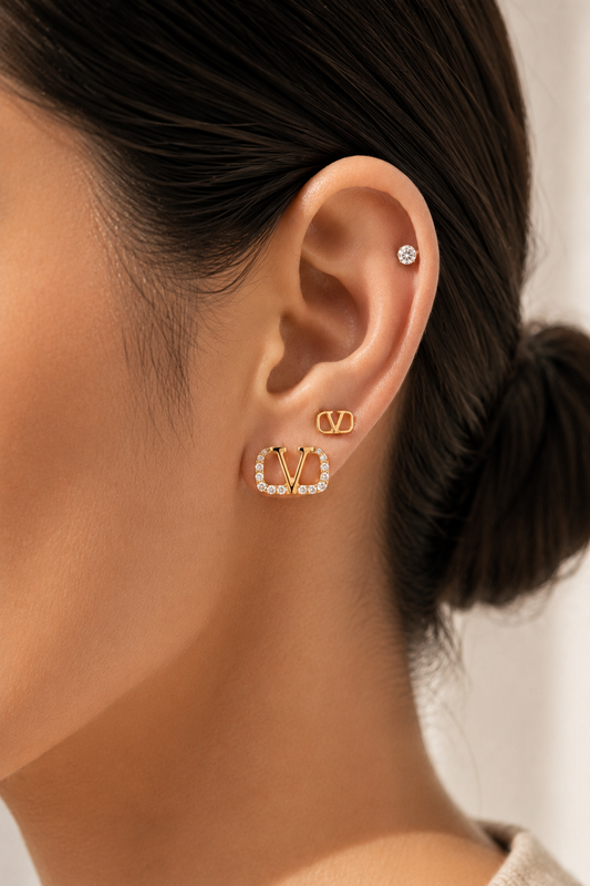 Crystal V Earring Stud Combo ✨
