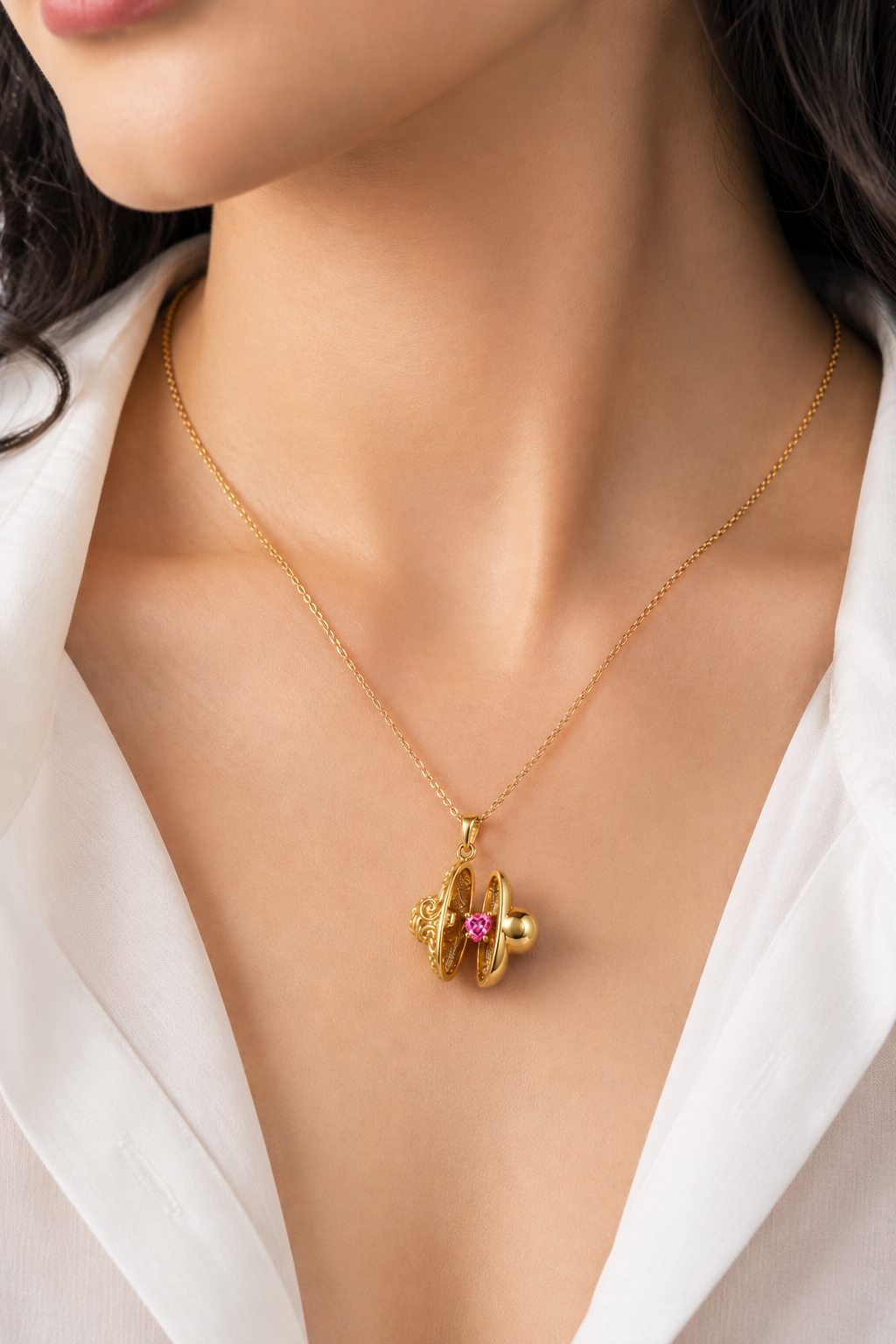 The Pink Heart Locket Necklace