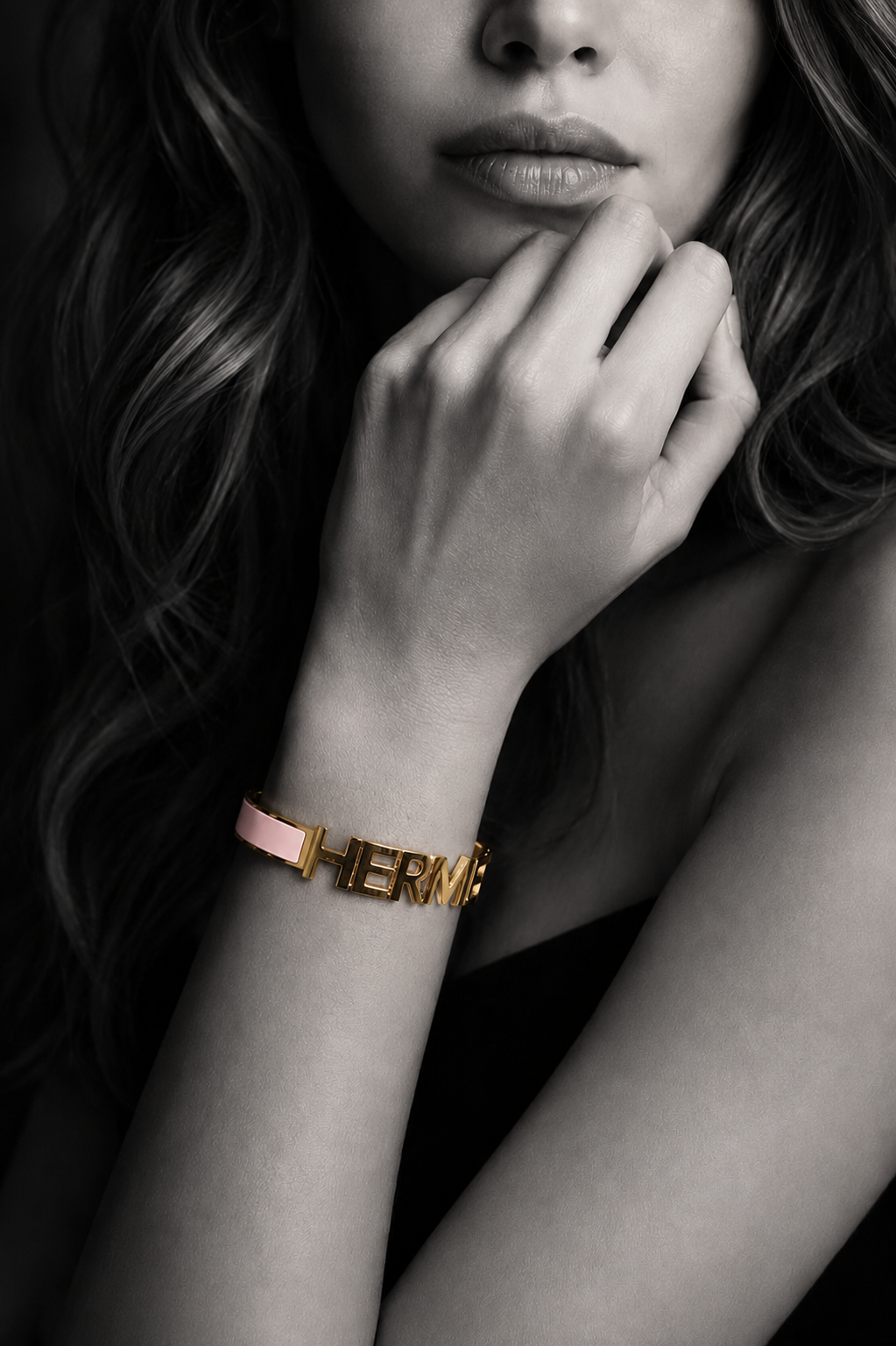 The Typographic Icon Bangle in Blush Pink