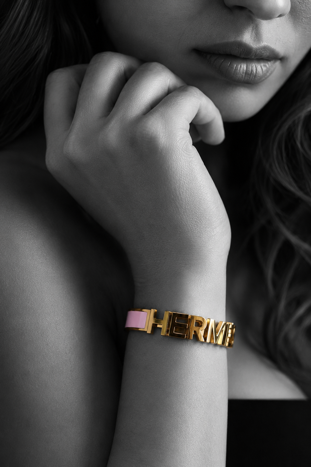 The Typographic Icon Bangle in Blush Pink