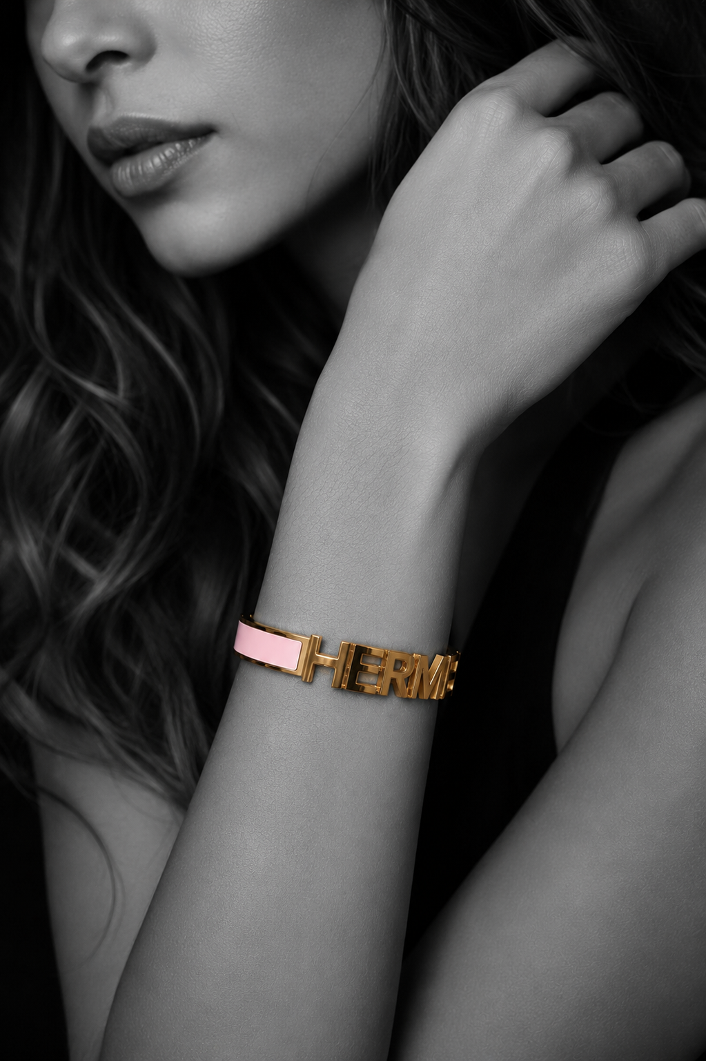 The Typographic Icon Bangle in Blush Pink