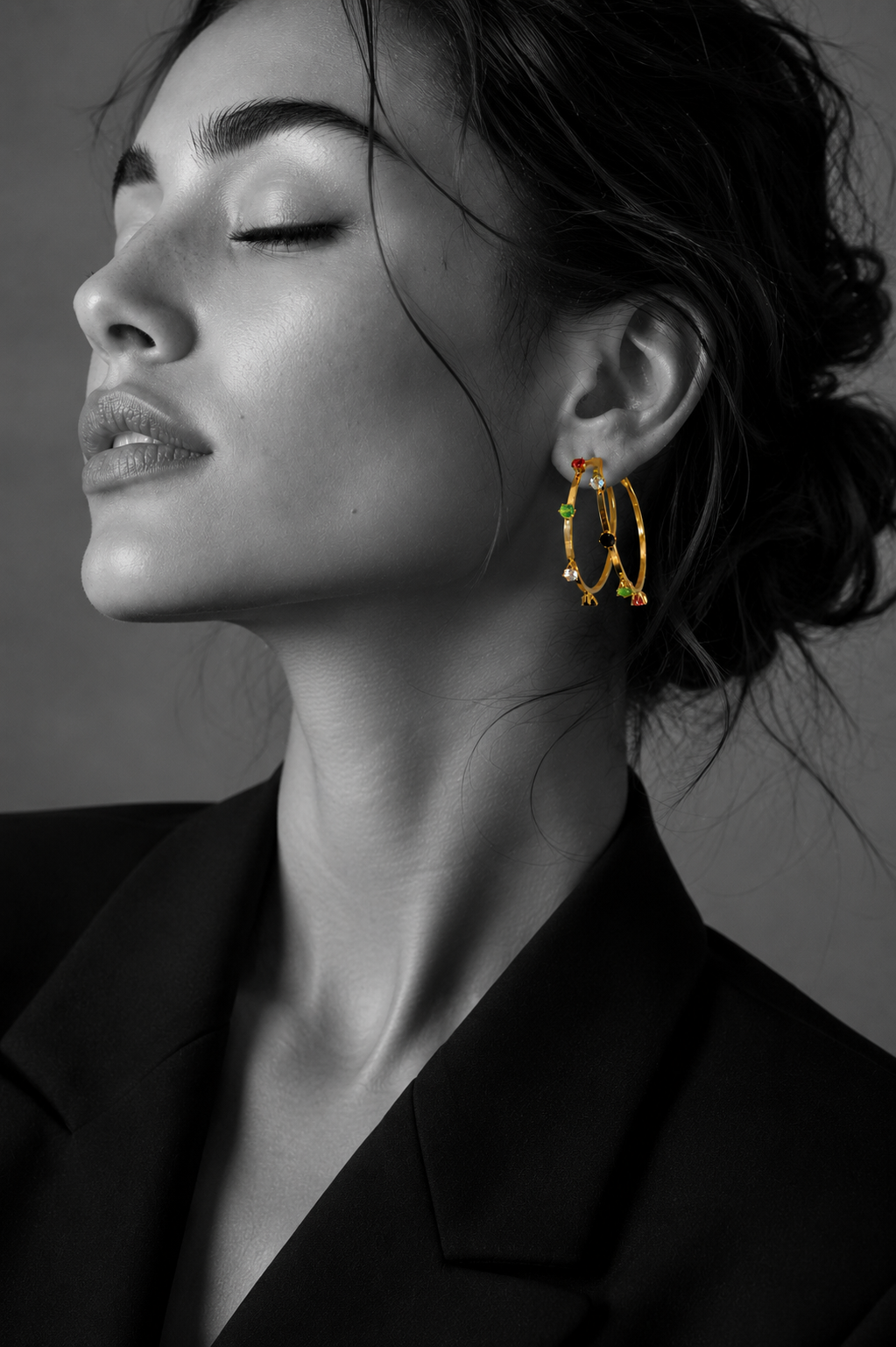 Zircons Multi Stone Hoop earrings.