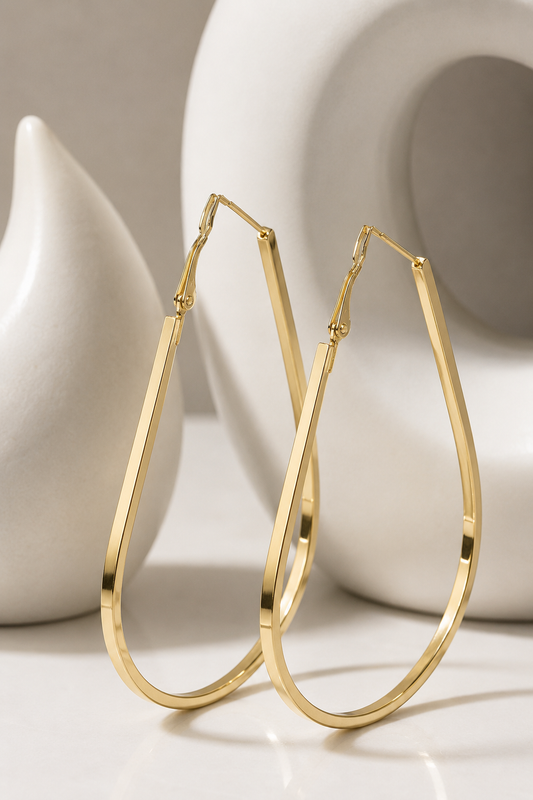Gold Teardrop Hoop Earrings