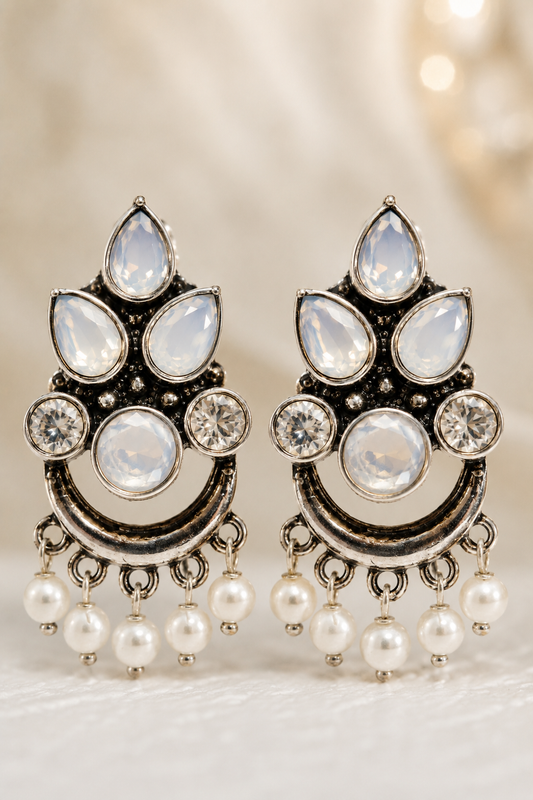 The Vintage Silver Chandbali Earrings