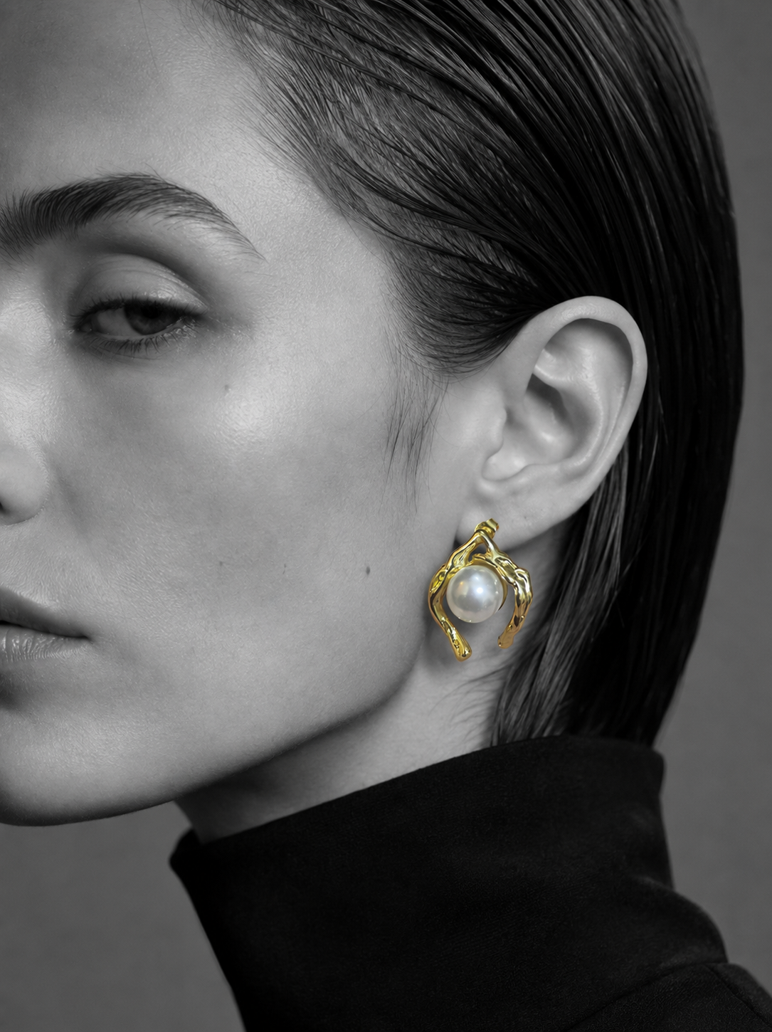 The Liquid Gold Pearl Sculpture Earrings
