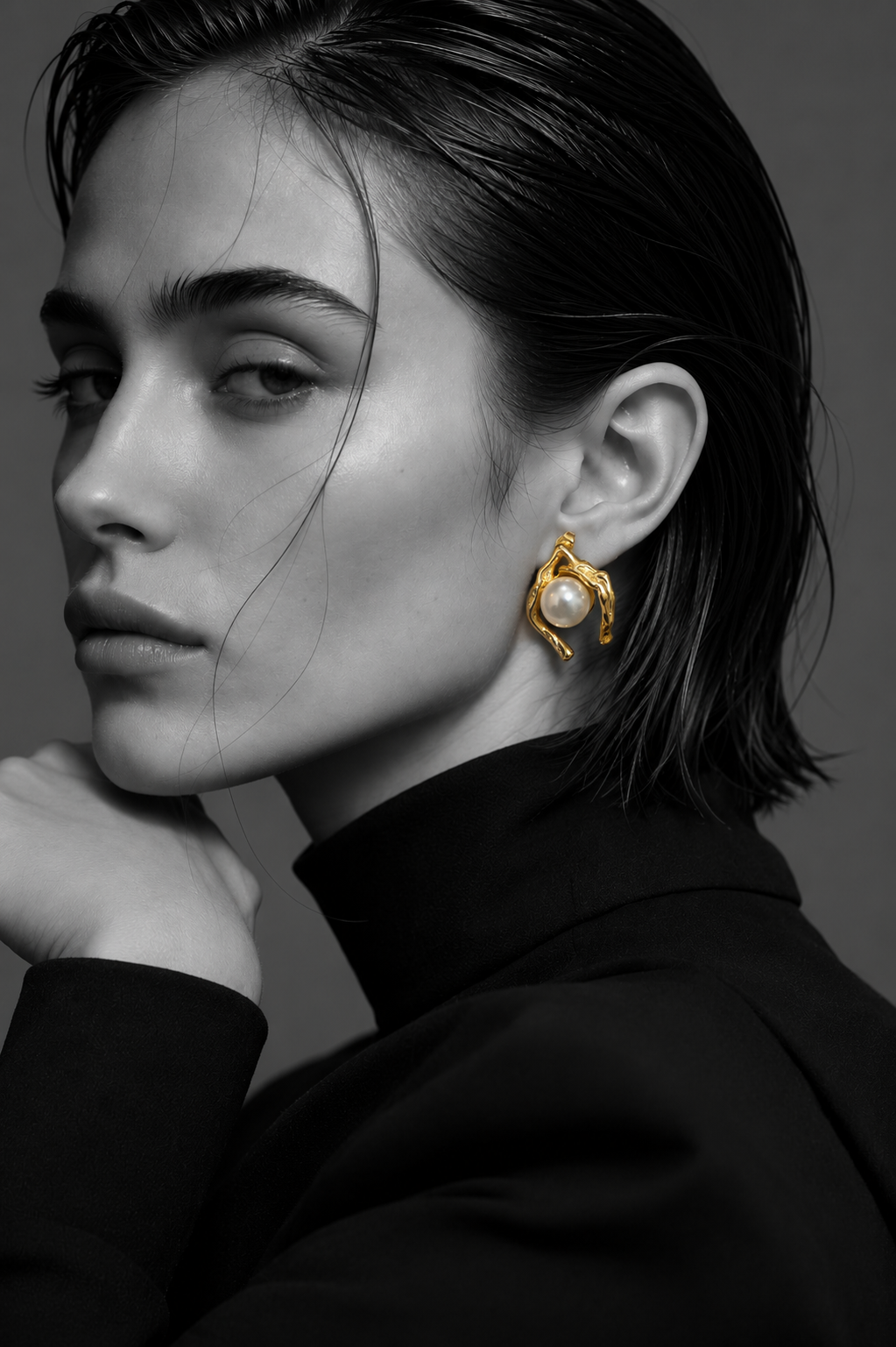 The Liquid Gold Pearl Sculpture Earrings