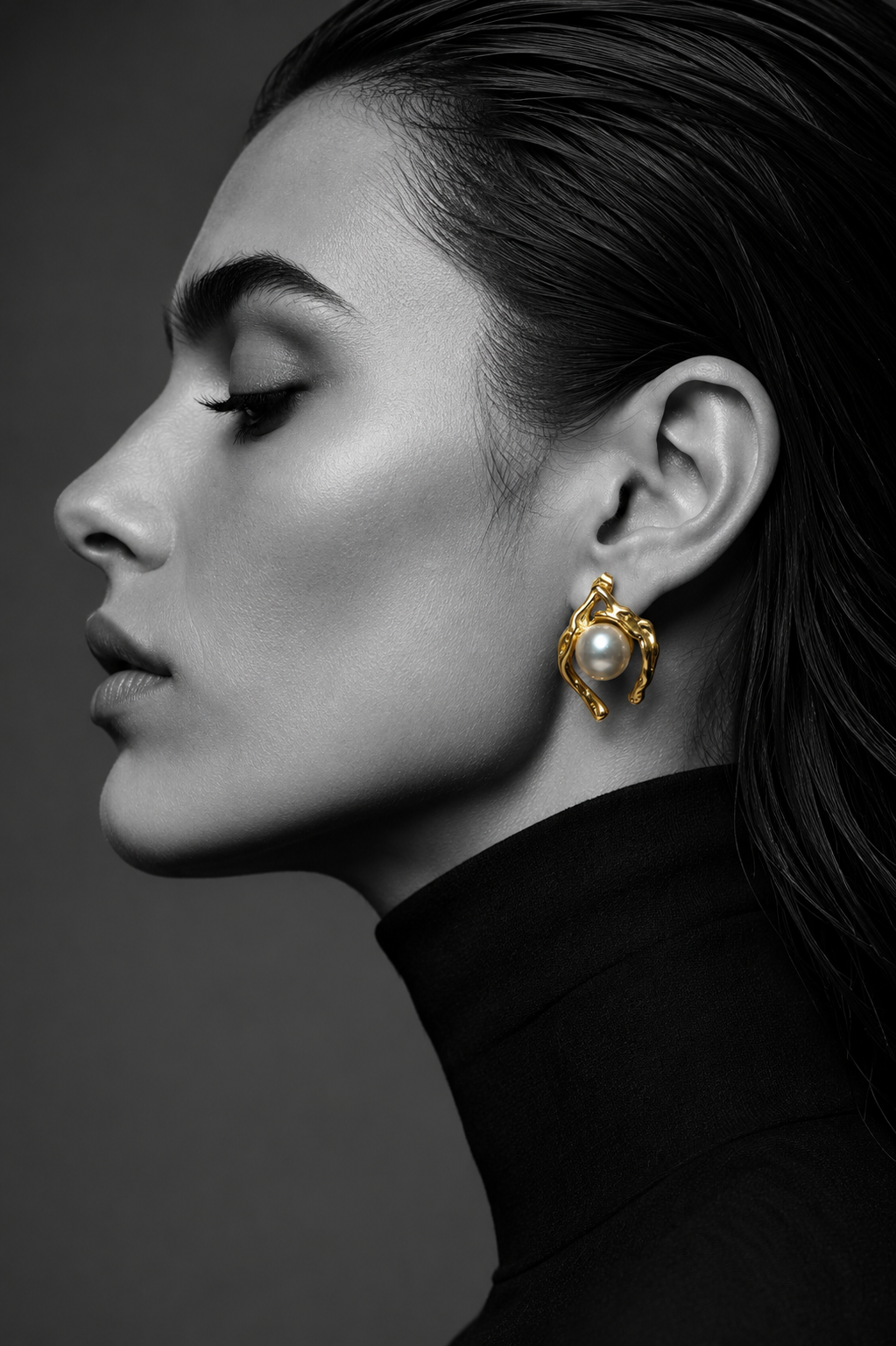 The Liquid Gold Pearl Sculpture Earrings
