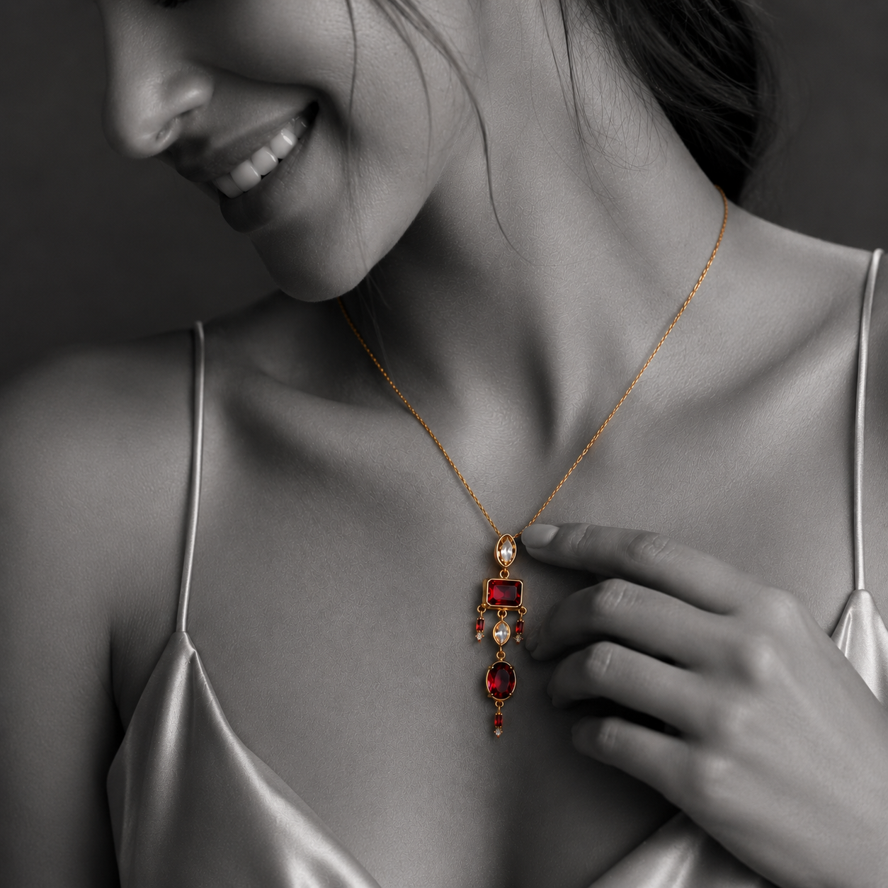 Aura Red Geometric Pendant