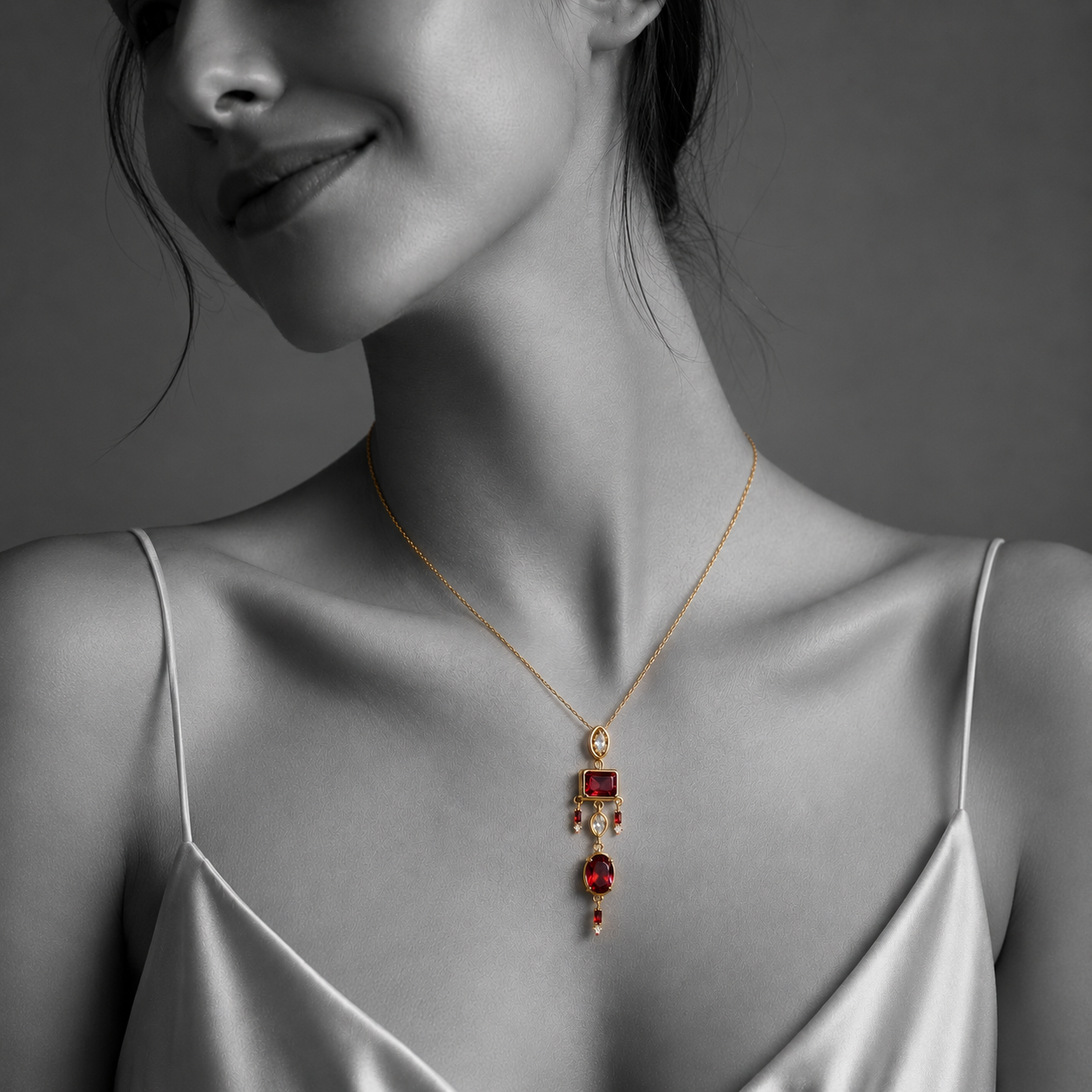 Aura Red Geometric Pendant
