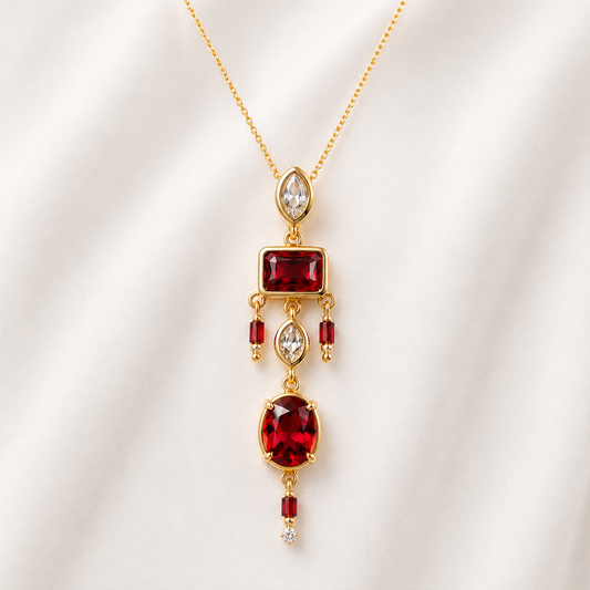 Aura Red Geometric Pendant