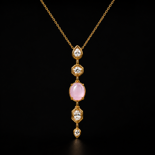 Rose Quartz & Crystal Drop Necklace