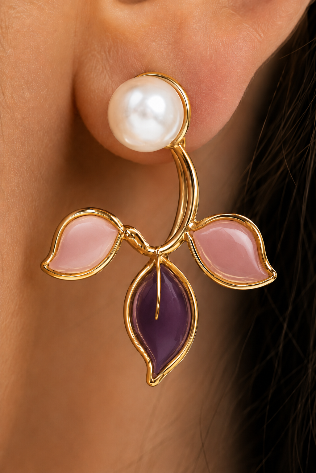 Pearl and Leaf Earrings