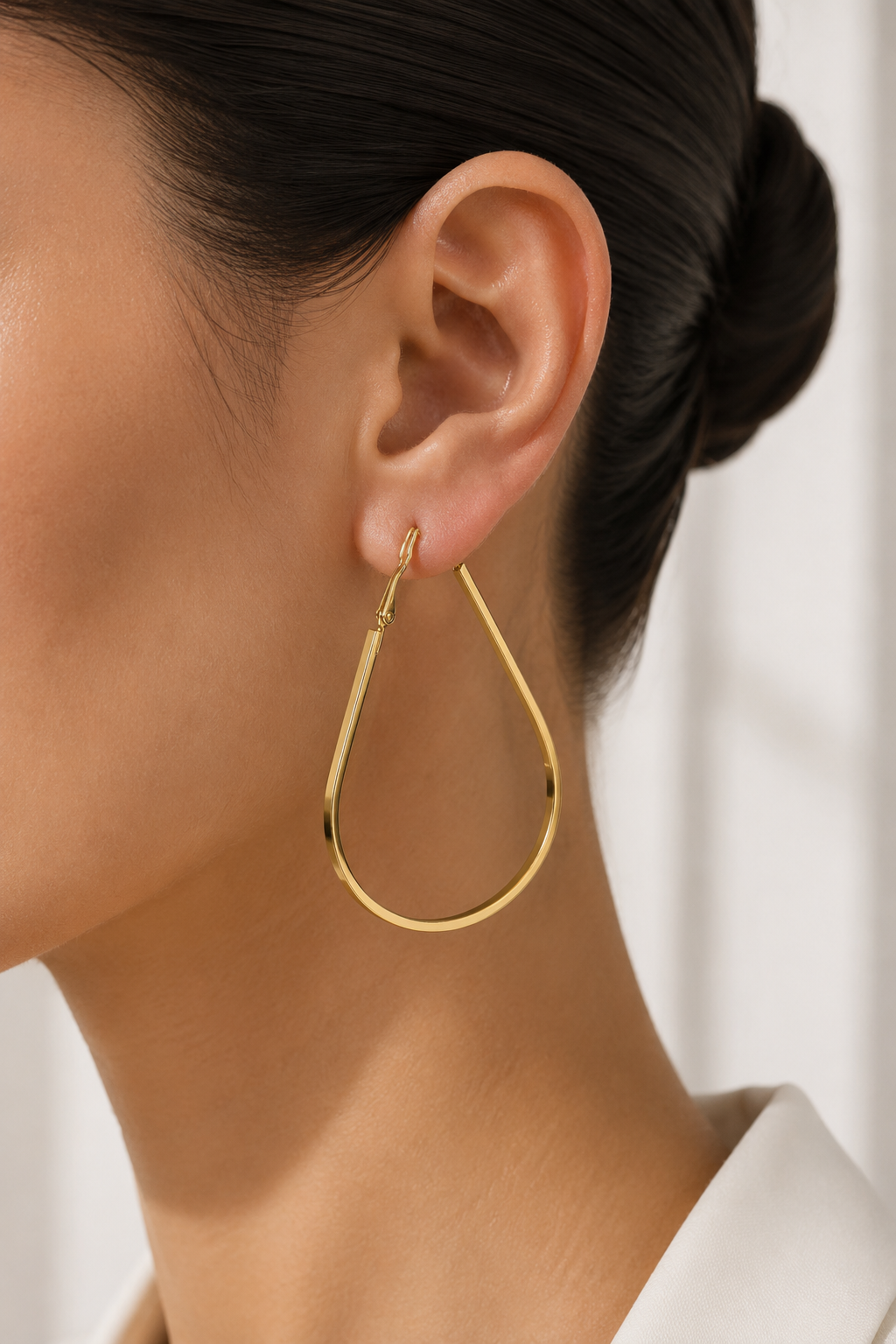 Gold Teardrop Hoop Earrings