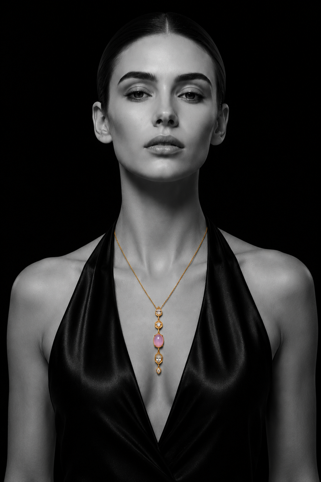Rose Quartz & Crystal Drop Necklace