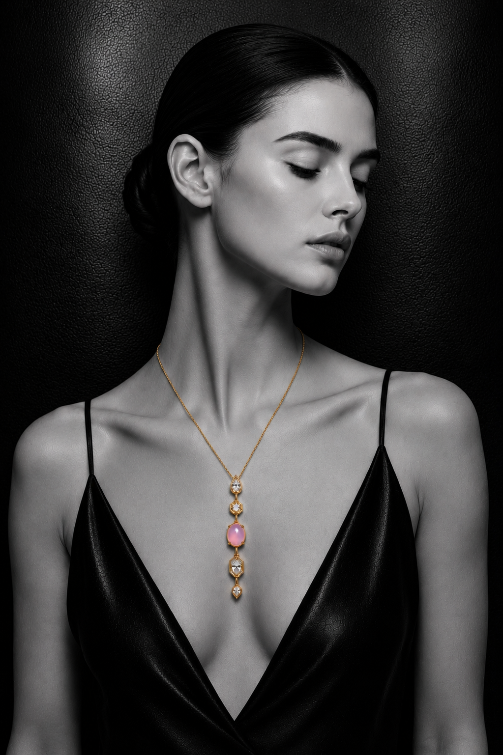 Rose Quartz & Crystal Drop Necklace