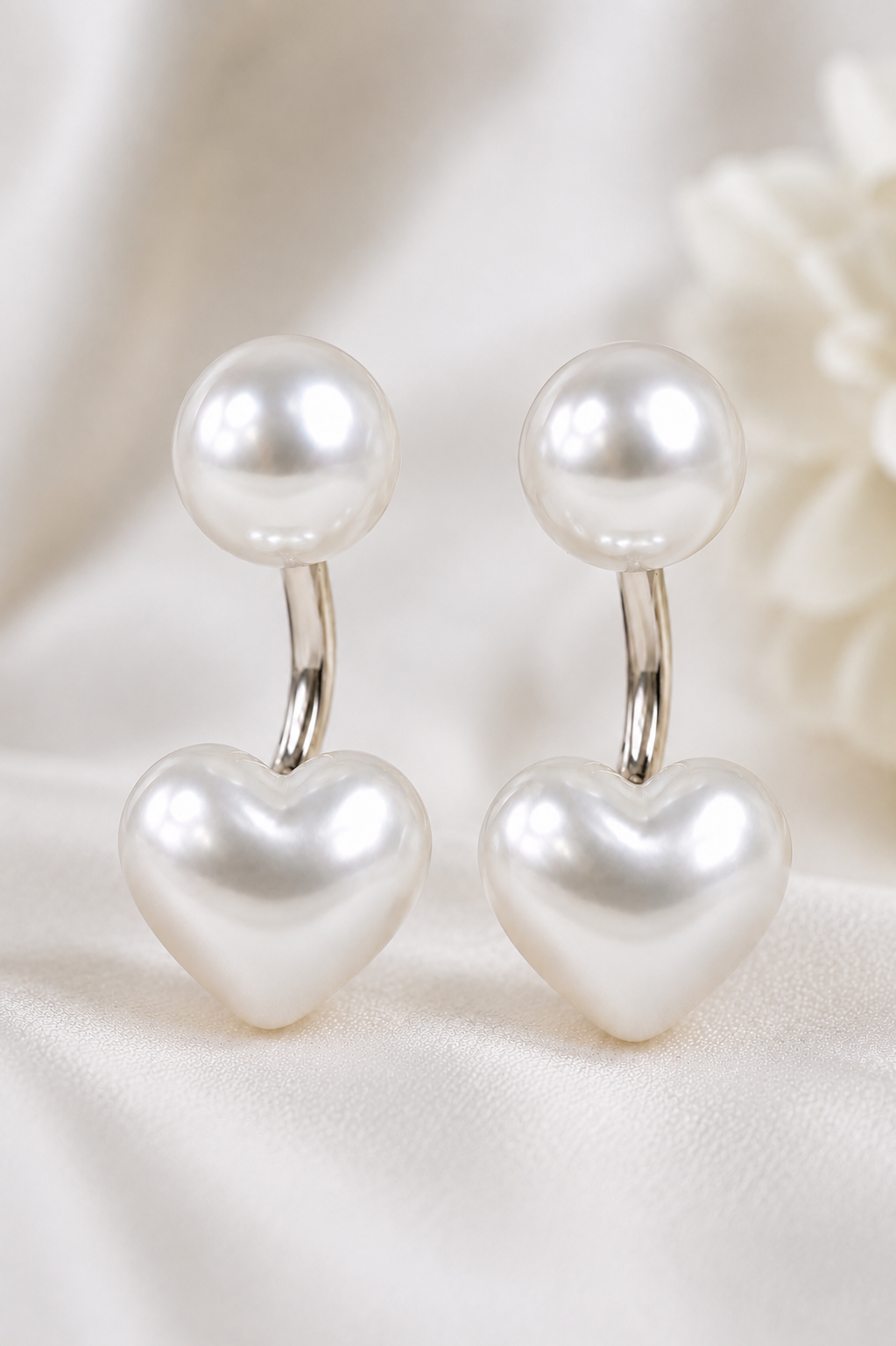 Pearl Heart Drop Earrings