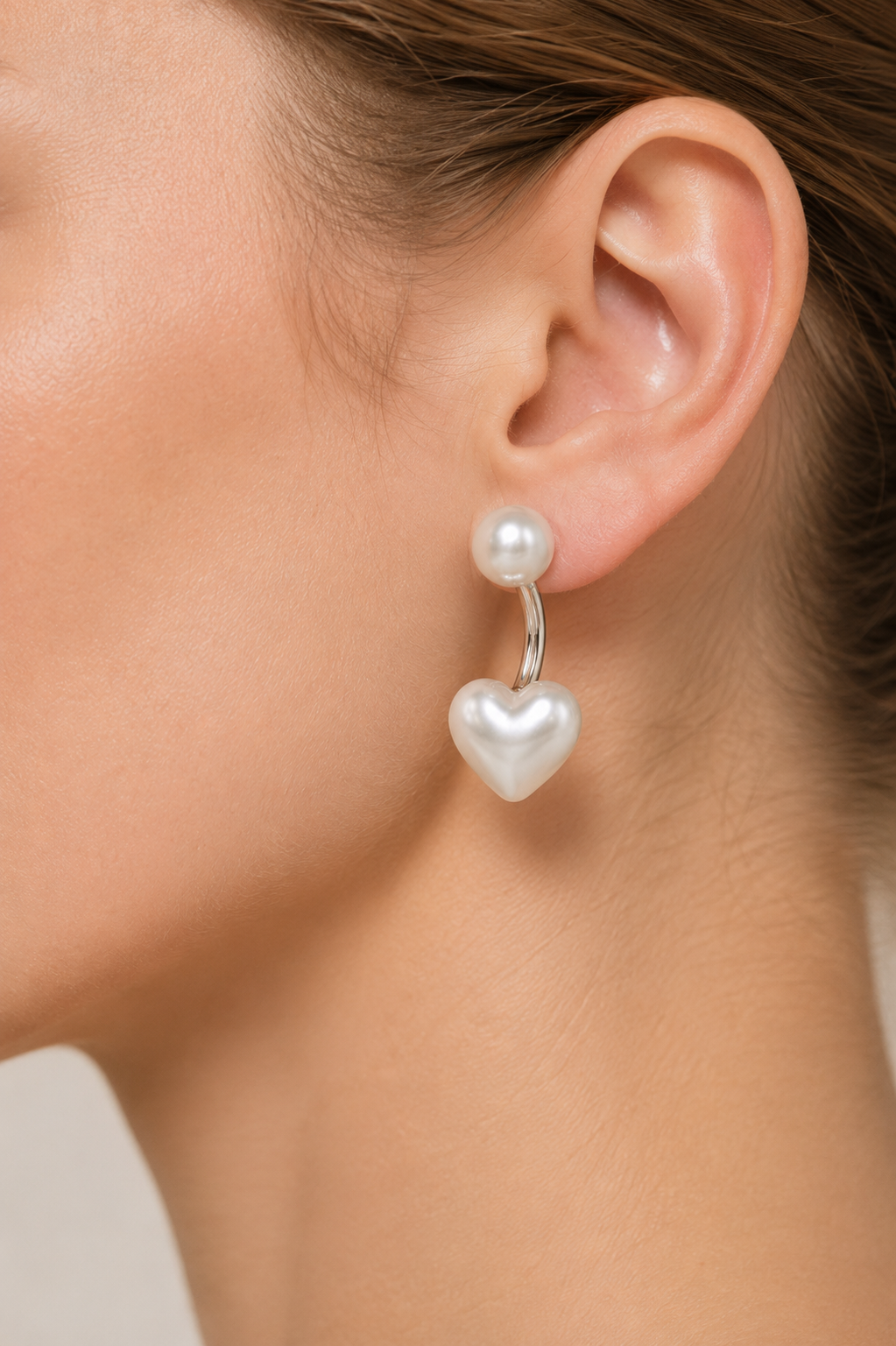 Pearl Heart Drop Earrings