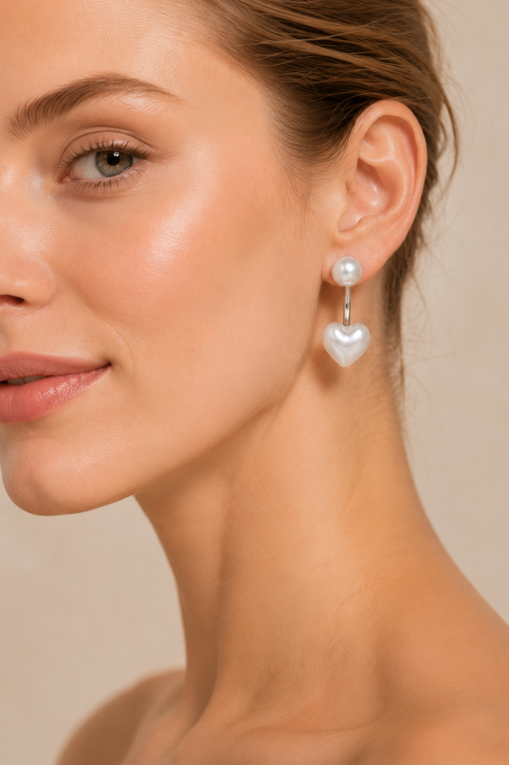 Pearl Heart Drop Earrings