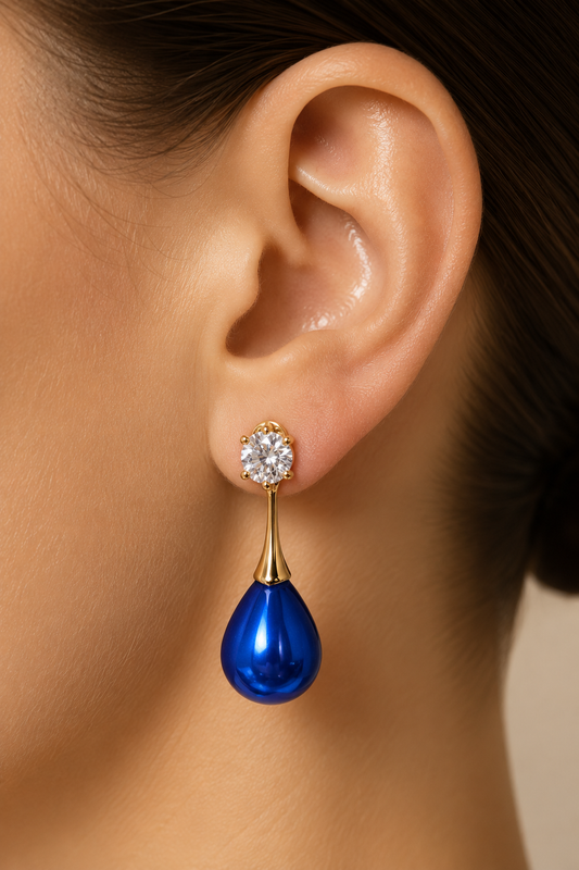 Royal Blue Teardrop Drop Earrings
