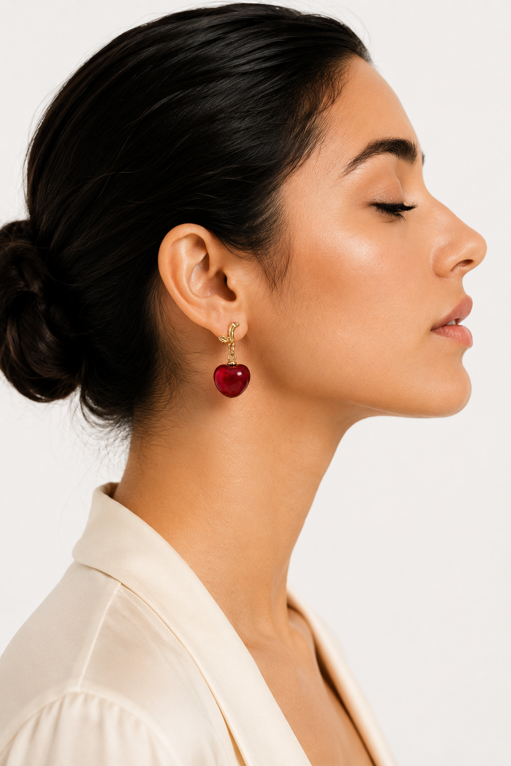 Glossy Red Cherry Dangle Earrings