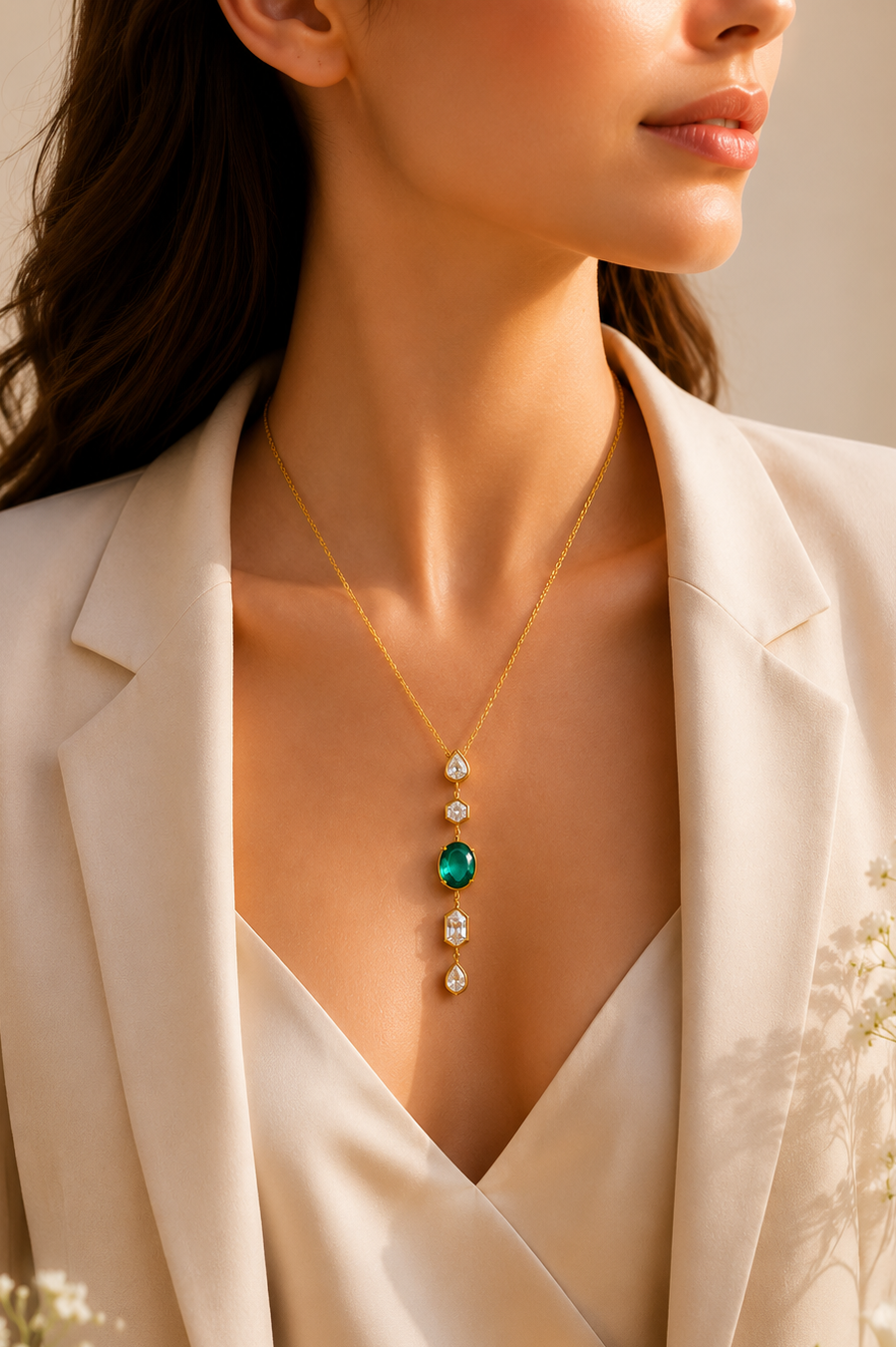 The Emerald Drop Pendant Necklace